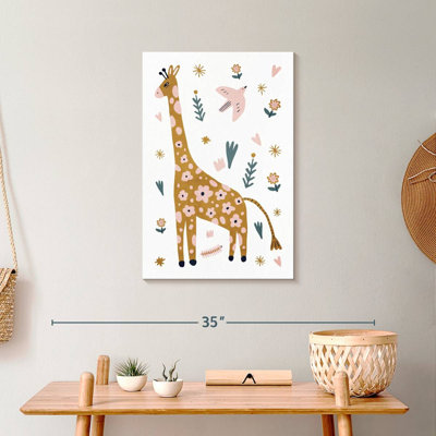Adorable girafe scandinave sur toile