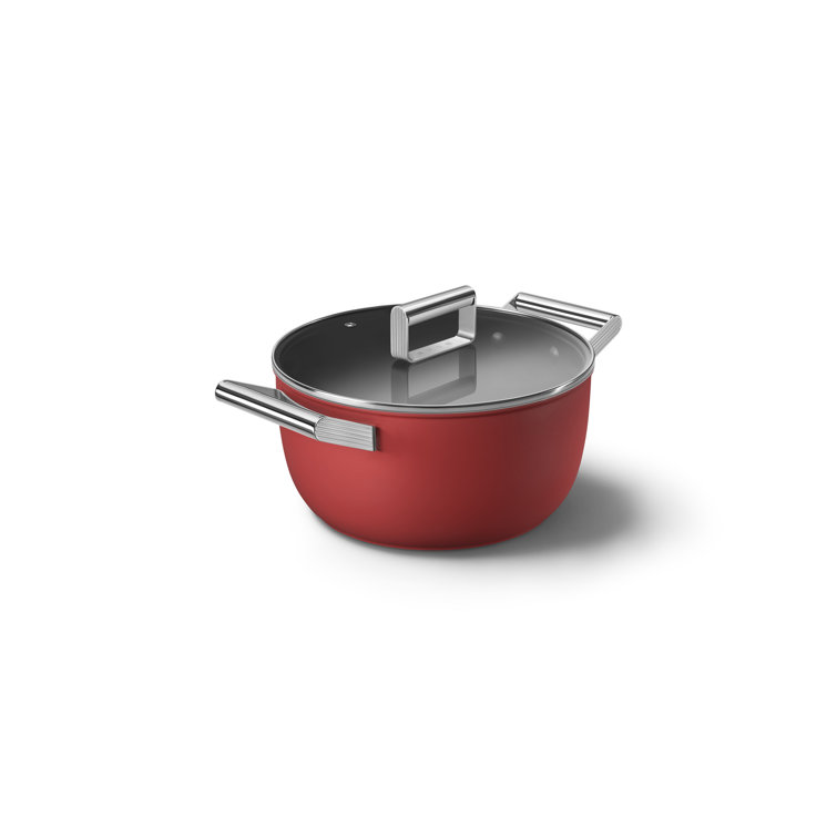 Smeg Cookware 50's Style Non-Stick Red Casserole Dish with Lid, 8-Quart 10