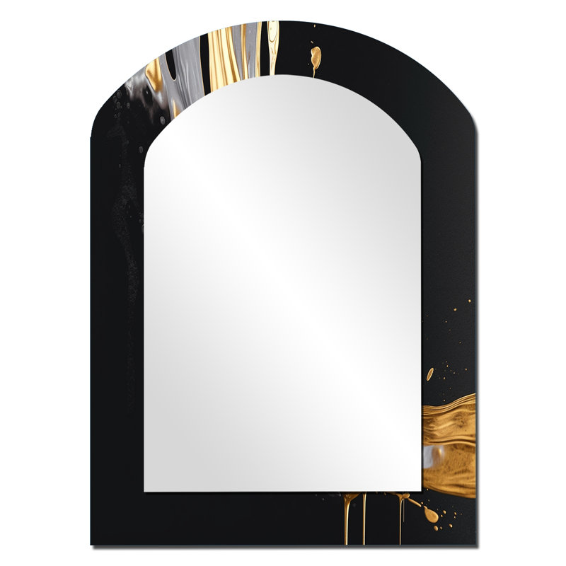 Miroir asymétrique en marbre doré et noir I - miroir asymétrique en marbre, 34 po x 25 po