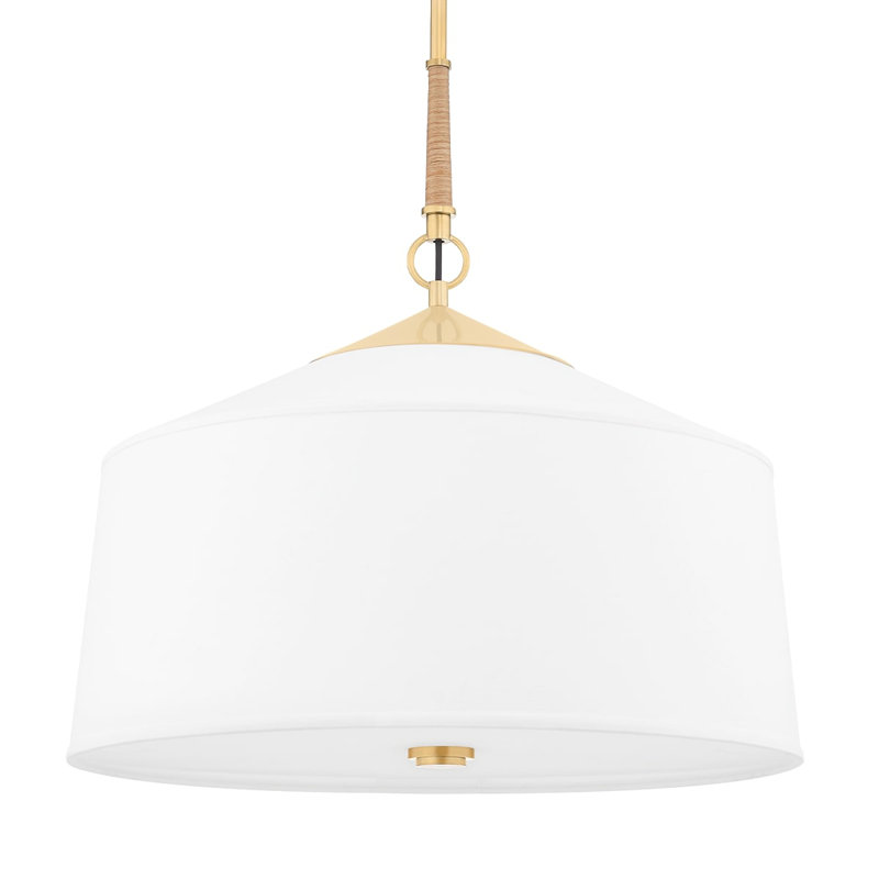 Luminaire suspendu tambour simple à 3 lumières avec rotin Baum