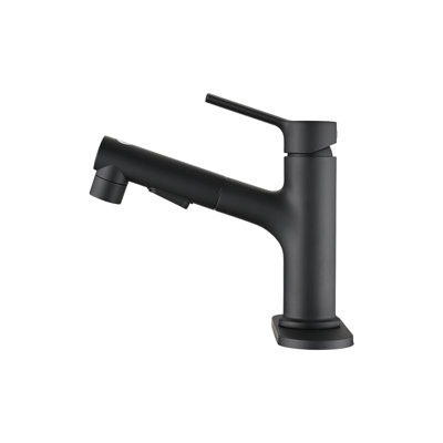 Robinet de salle de bain moderne avec douchette extractible, robinet de lavabo à poignée unique avec douchette double fonction et contrôle de l'eau chaude et froide
