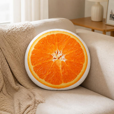 1pc Fruit Lovers Orange Slice Cross Section 2D Flat Printing Shaped Stuffed Throw Pillow Decorative Cushion Pillow for Gift Bedroom Sofa Room Party Decor, 23.62inch