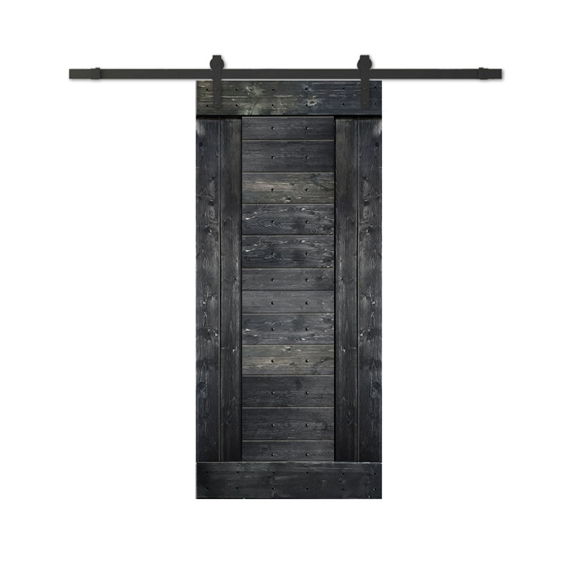 Porte de grange lambrissée peinte en bois et en métal avec trousse de quincaillerie d'installation, H 84 po x l 24 po