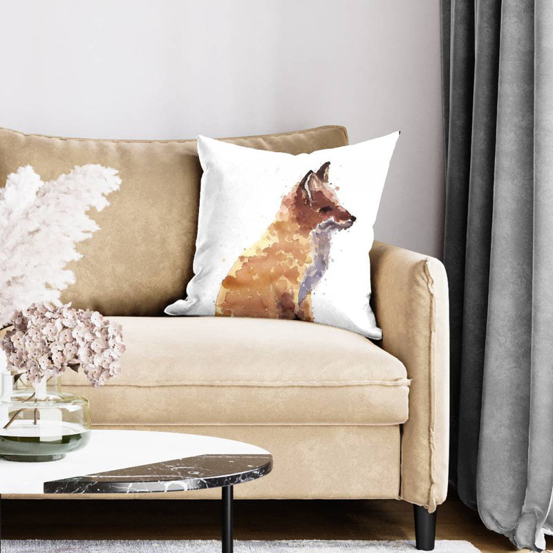 Red fox - 20"x20" Throw pillow cover - Poly twill - Print on demand