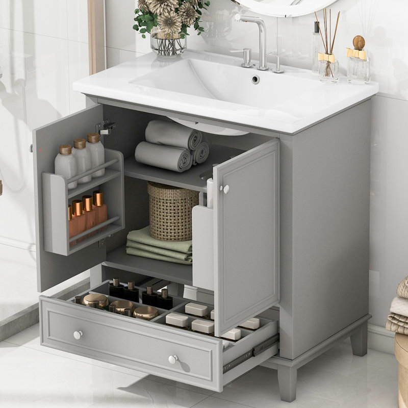 Meuble-lavabo simple 30 po, Gris