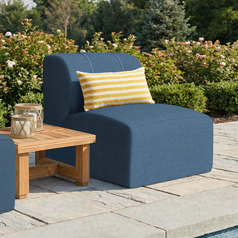 Eliana Outdoor Armless Lounge Chair with Sunbrella® Fabric, Spectrum Indigo Sunbrella®