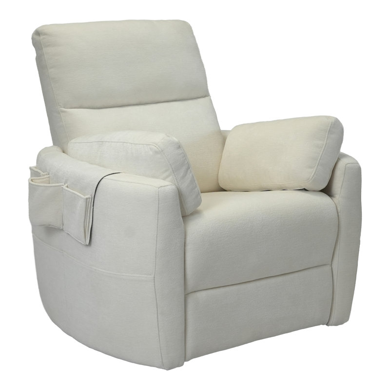 Fauteuil inclinable électrique pivotant à 360° Leo avec port de chargement USB, White Fabric