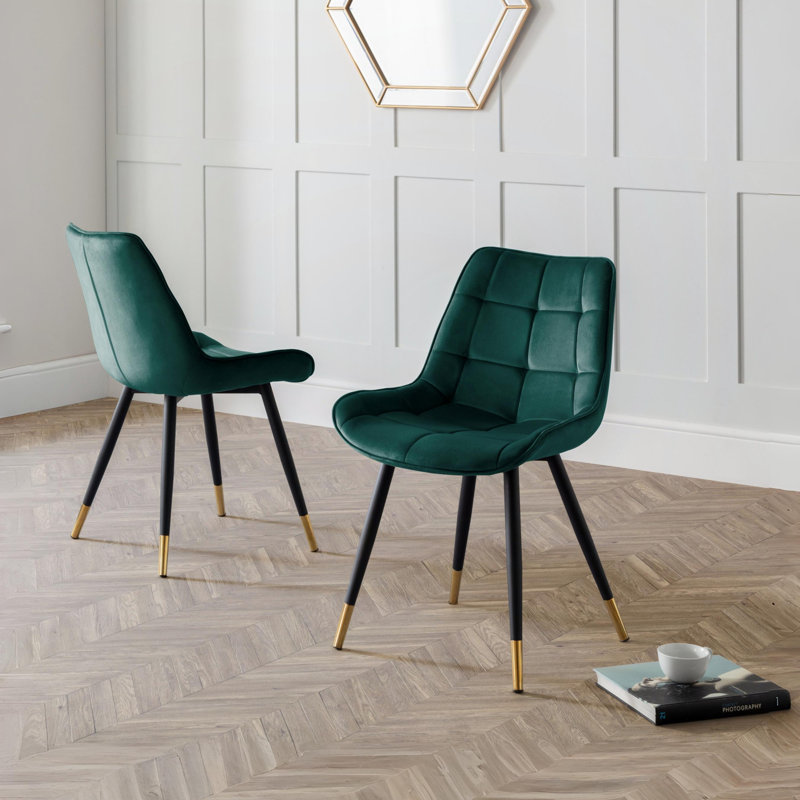Aave 49 cm H Velvet Side Chair in Green, Green