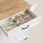 Îlot de cuisine en bois massif, compartiment à poubelle inclinable avec barre de petit-déjeuner à abattants, table de cuisine mobile avec faux réfrigérateur et roulettes verrouillables-1570326055