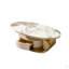Table basse moderne en pierre frittée de 0,47 po d'épaisseur avec 2 tiroirs, base en acier inoxydable or mat