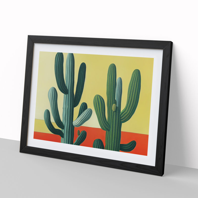 Dramatic Cactus - Single Picture Frame Print, Black Framed, 25cm H x 34cm W x 2cm D