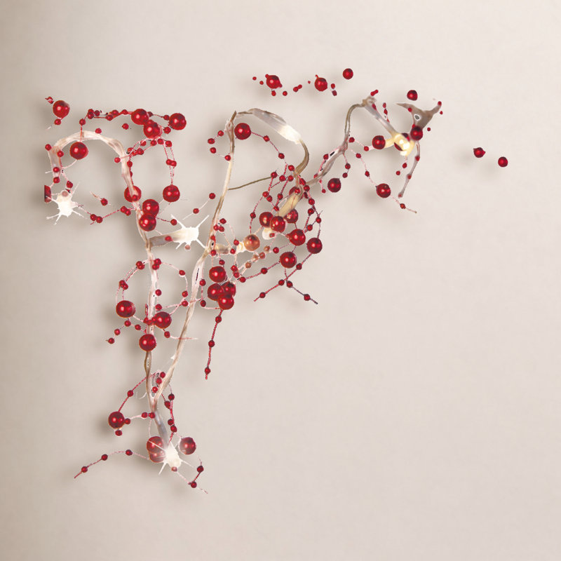 Guirlande 9,2 pi avec lumières, Rouge