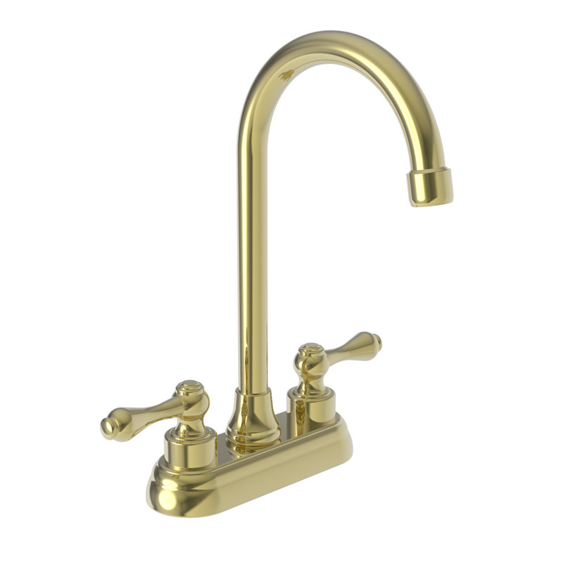 Seaport Double Handle Bar Faucet, Living Uncoated Polished Brass