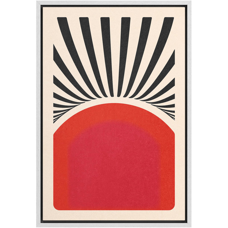 «Vibrant Polygon Motif Red Sun Landscape», reproduction d'art sur toile, H 24 po x l 16 po x P 1,5 po, Blanc