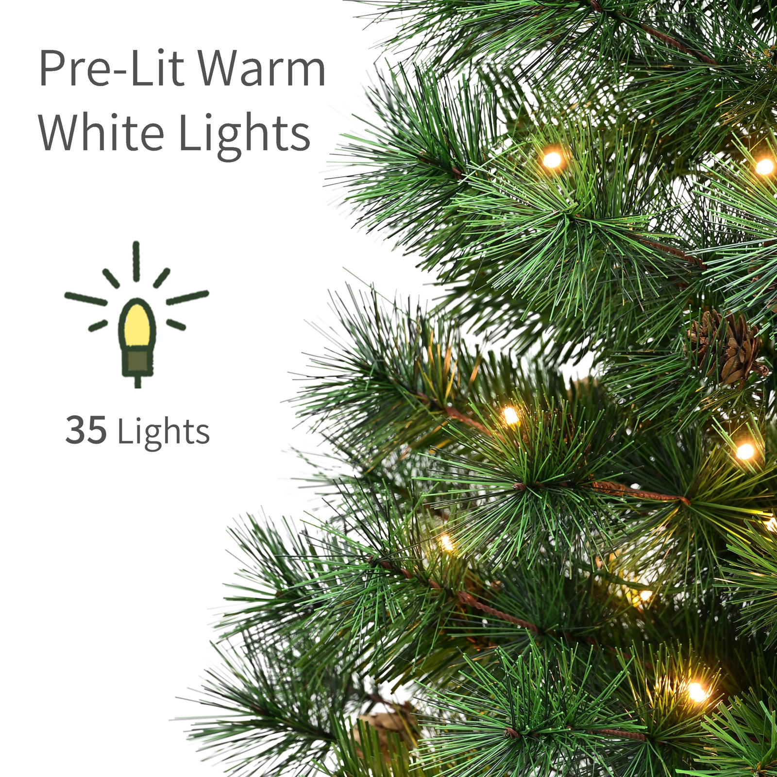 Set of 2 3.5 ft Battery-Operated Pre-Lit Potted Artificial Trees with Timer