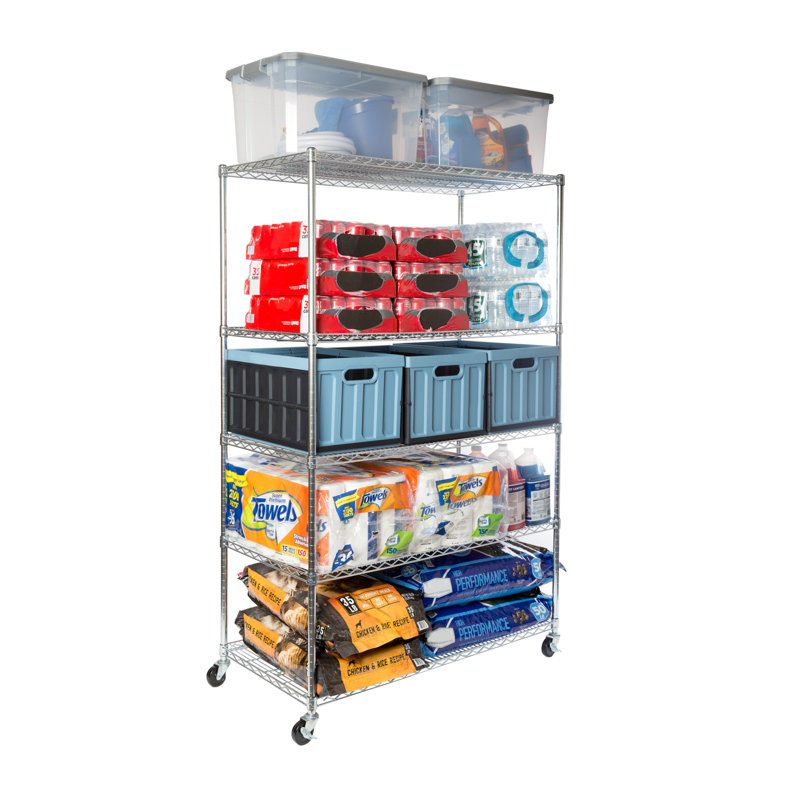 UltraDurable 5-Tier Chrome Steel Wire Shelving, 48" x 24" x 72"