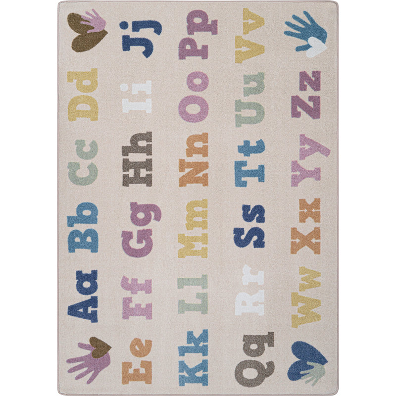 Alphabet for Everyone Area Rug in Color Multi, Rectangle 5'4" x 7'8"