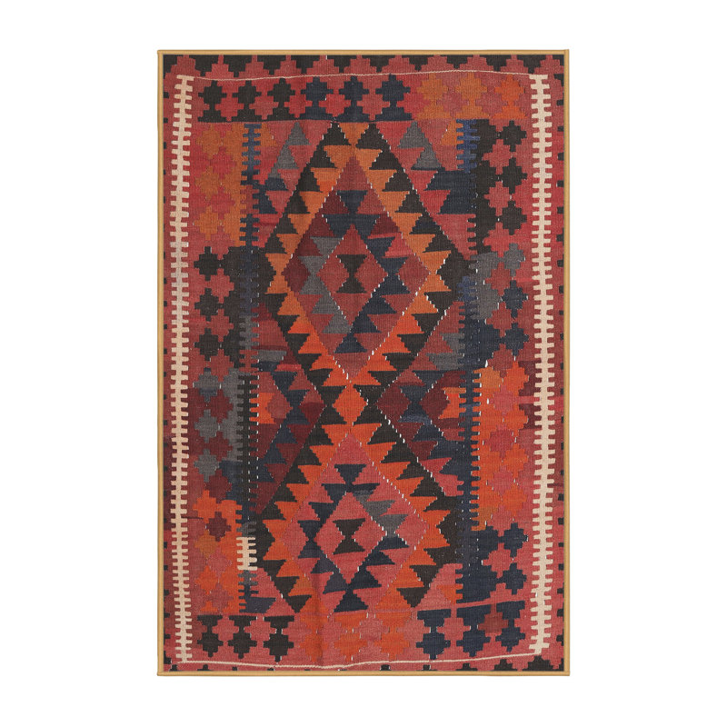 Tapis de zone orange/noir contemporaine, Rectangle 8 pi x 10 pi