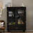  Minimalist Modern Wooden Storage Sideboard Cupboard with Double Glass Doors and Drawer for Living room, Dining Room, Hallway, Entryway-1421644222