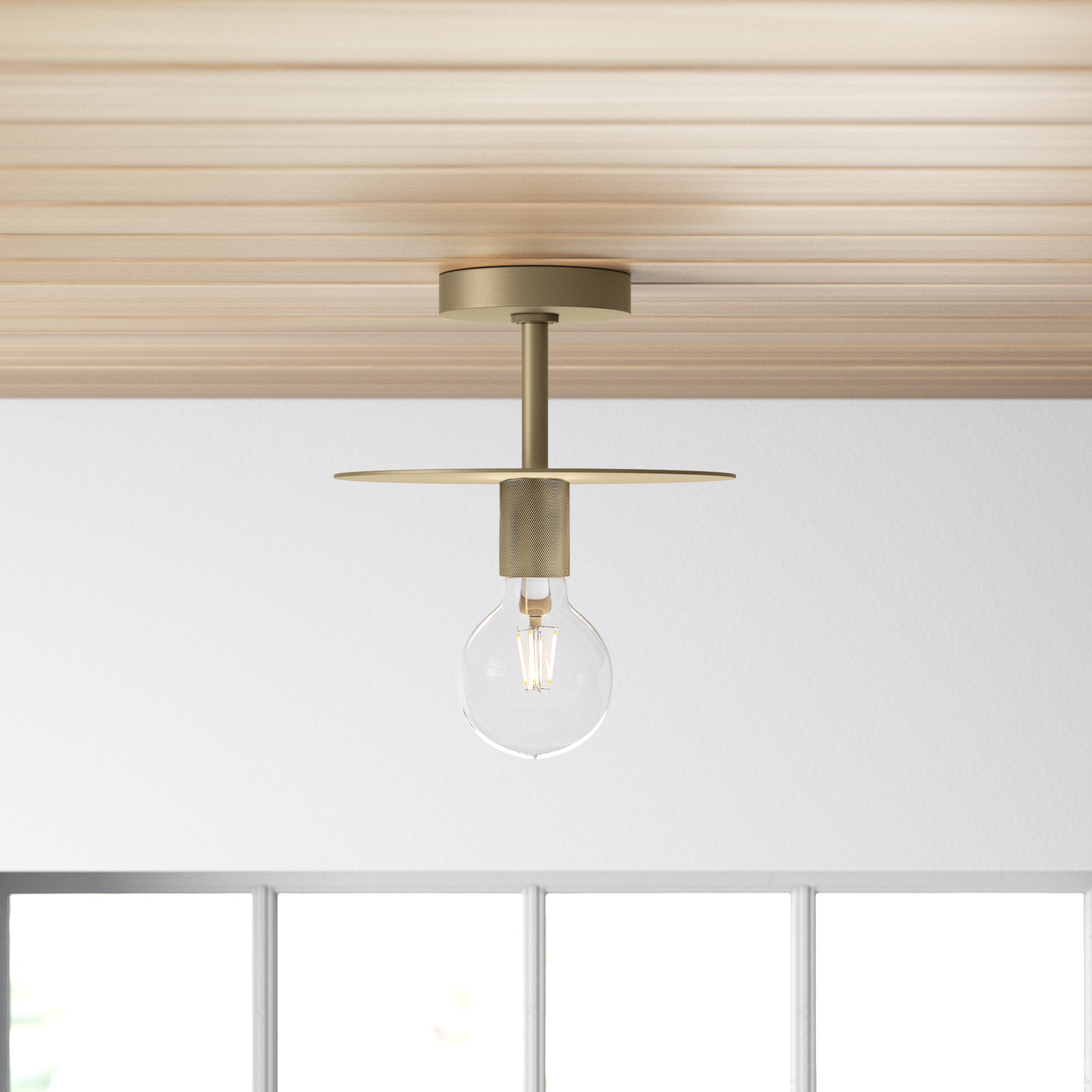 Sawvel Single Light Semi Flush Mount, Vintage Brass