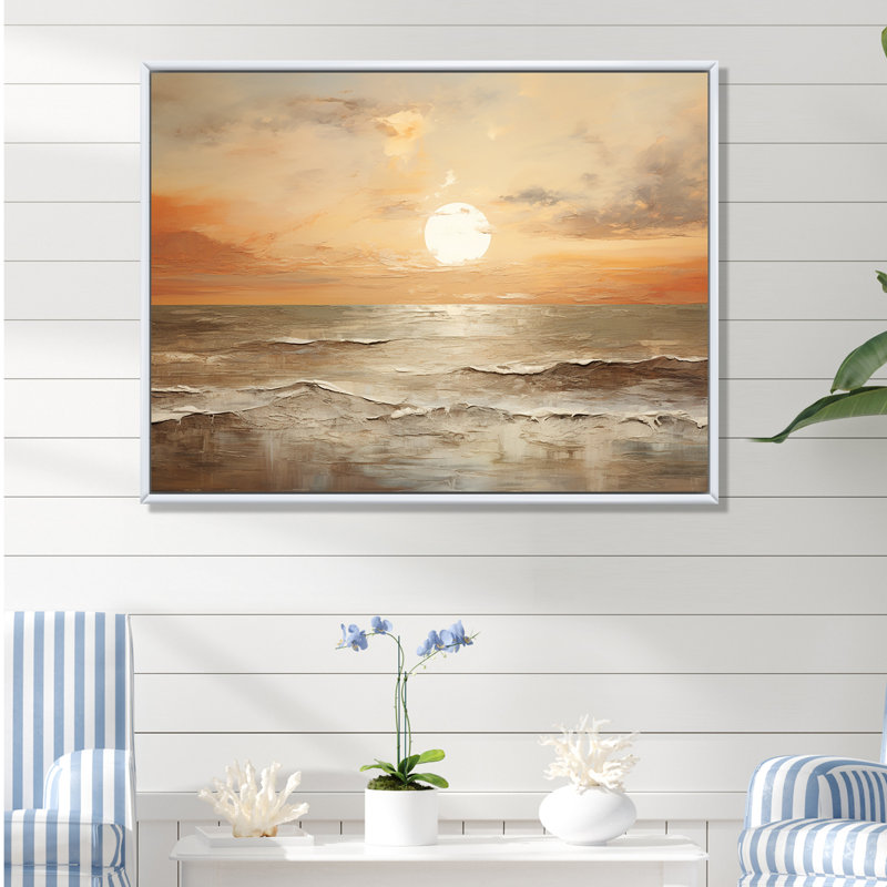 Pless - salon d'art mural plage et océan, Cadre flottant blanc, H 30 po x l 40 po x P 1,5 po