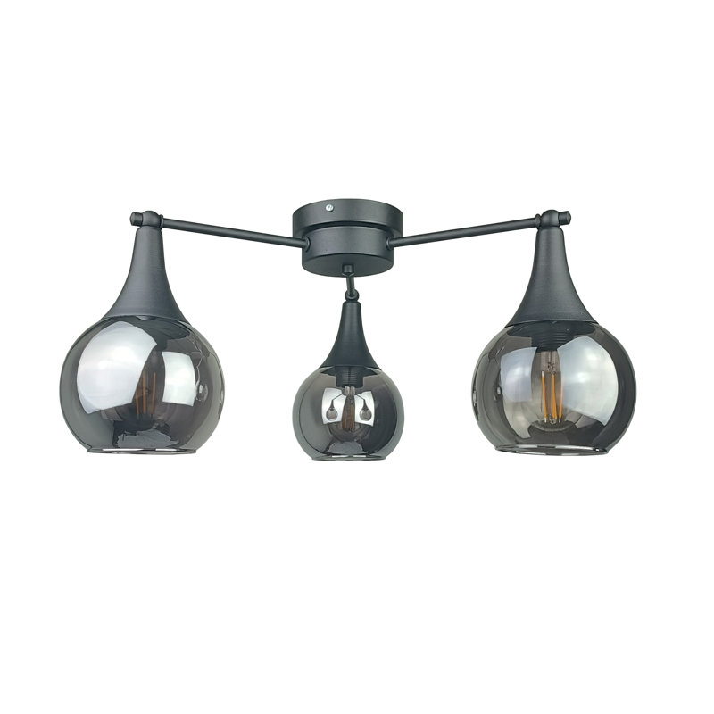 Bornaman Glass Semi Flush Mount, Black