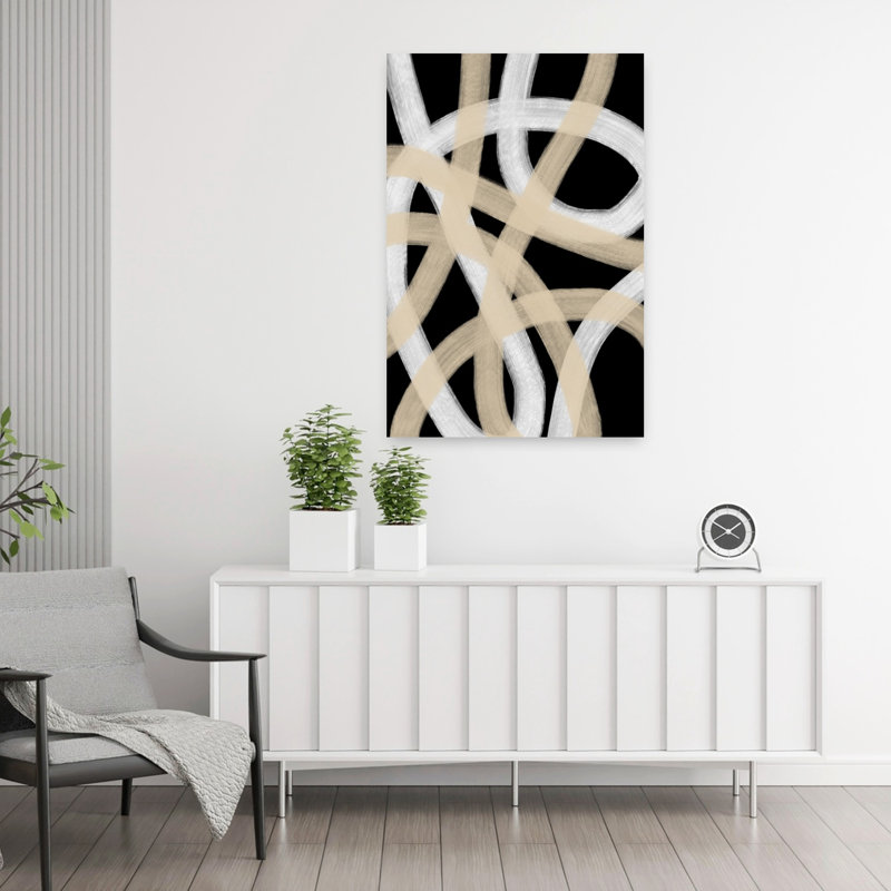 Endless Entwine Abstract Contemporary Geometric Architecture Wall Art Print 1 Piece Wrapped Canvas Wall Art