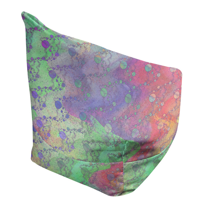 Fauteuil sac de pois Leffel, H 27 po x l 30 po x P 25 po, Pouf fauteuil, Vert / mauve / rouge