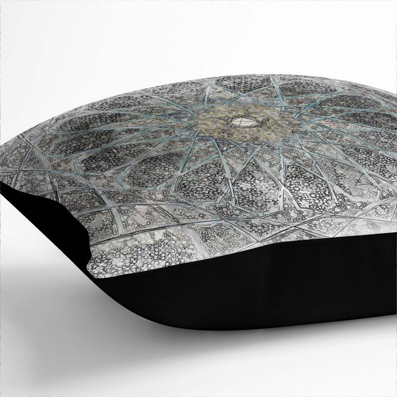 Mosaic Pattern Cushion with Filling, Black, 55cm H x 55cm W x 20cm D