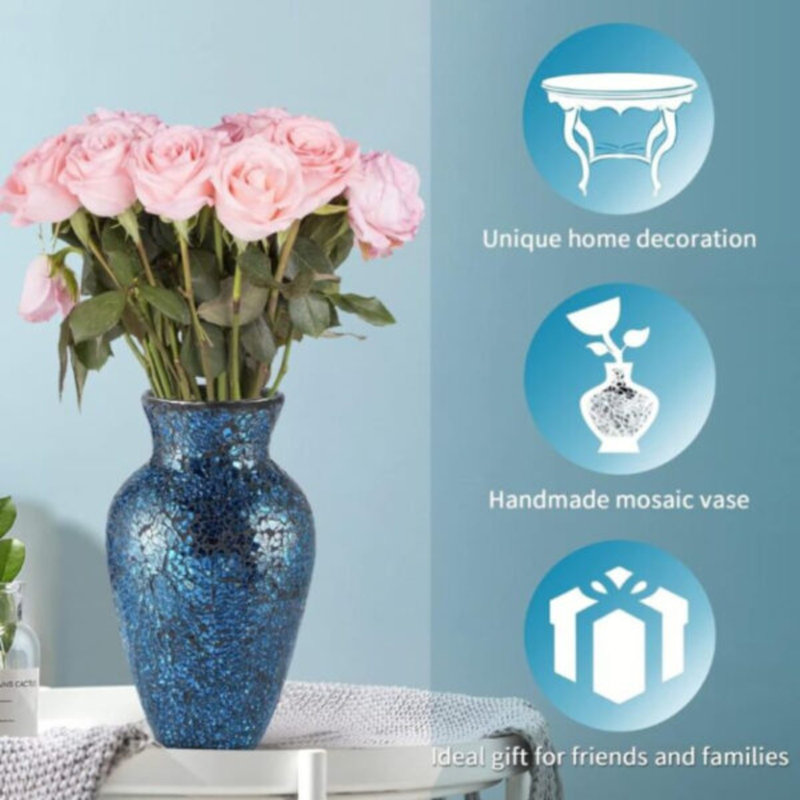 HANDCRAFTED CRACKED DECORATIVE GLASS VASE