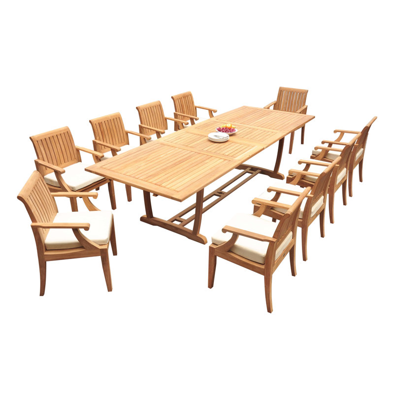 Jauss Outdoor 13 - Piece Teak Dining Set, 30.5" H x 82" L x 40" W, 6