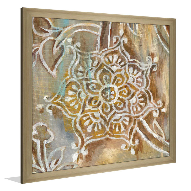 « henné iii », reproduction de peinture à l’acrylique sur toile, H 21,5 po x l 21,5 po x P 0,75 po, Encadrement champagne