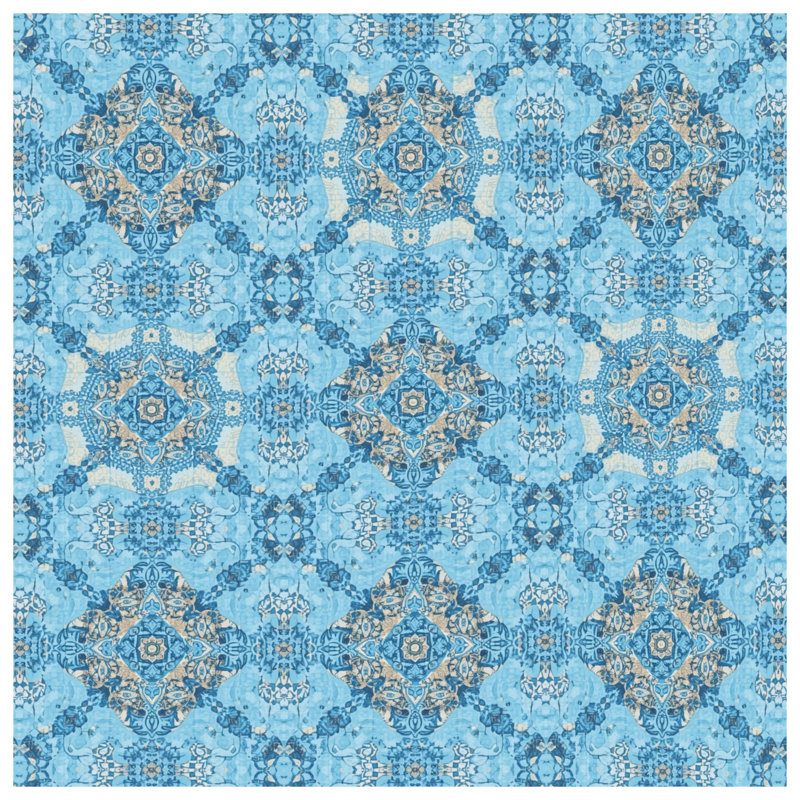 Rideaux ornementaux bleus Mandala, 50" x 92" - 1 Panel, Blockout