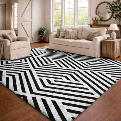 Premium Machine Washable Dream Shag ADS550 Geometric Rug