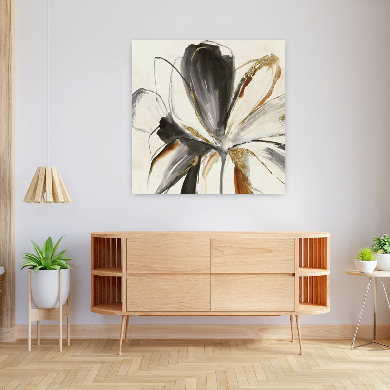 Gloire I, art floral élégant et abstrait, H 36 po x l 36 po