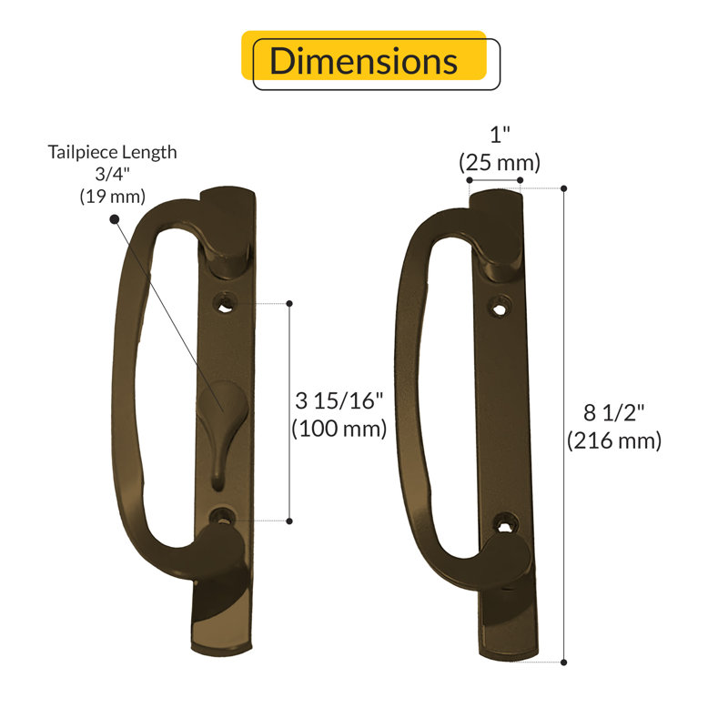 Loquet central de poignée de porte de patio sans finition bronze