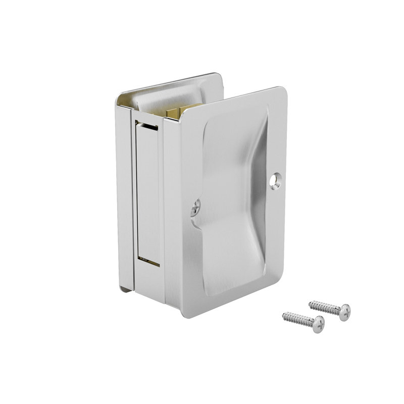 Quincaillerie de porte coulissante escamotable rectangulaire, Chrome brossé