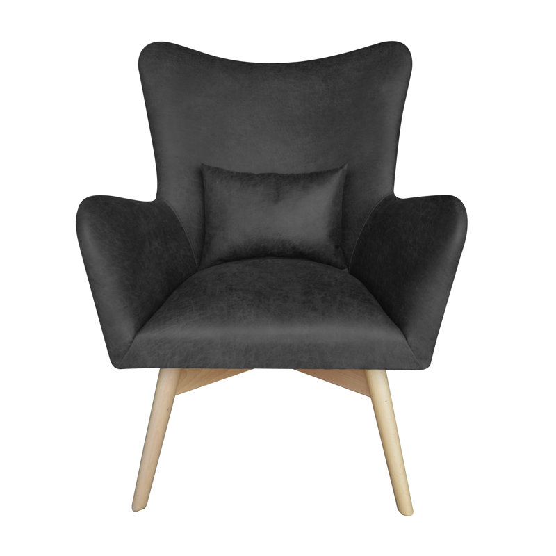 Wesley Faux Leather Wingback Chair, Graphite