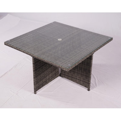 Delanay Square Metal Outdoor Dining Table With Umbrella Hole , 49.2'' in. W 49.2'' in. D