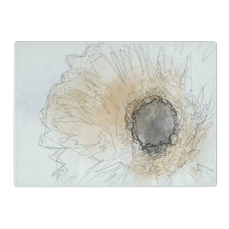 Tempered Glass Pale Yellow Gerbera Chopping Board, 28.5 cm x 39 cm