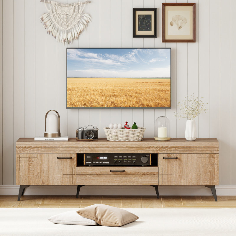 Tv Stand For 65 Inch Tvs Modern Entertainment Center With Drawer 2 Storage Cabinets 