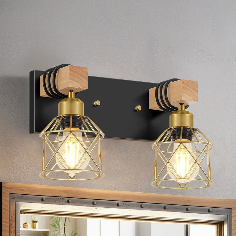 Dimmable Vanity Light, 2 Lights, Gold