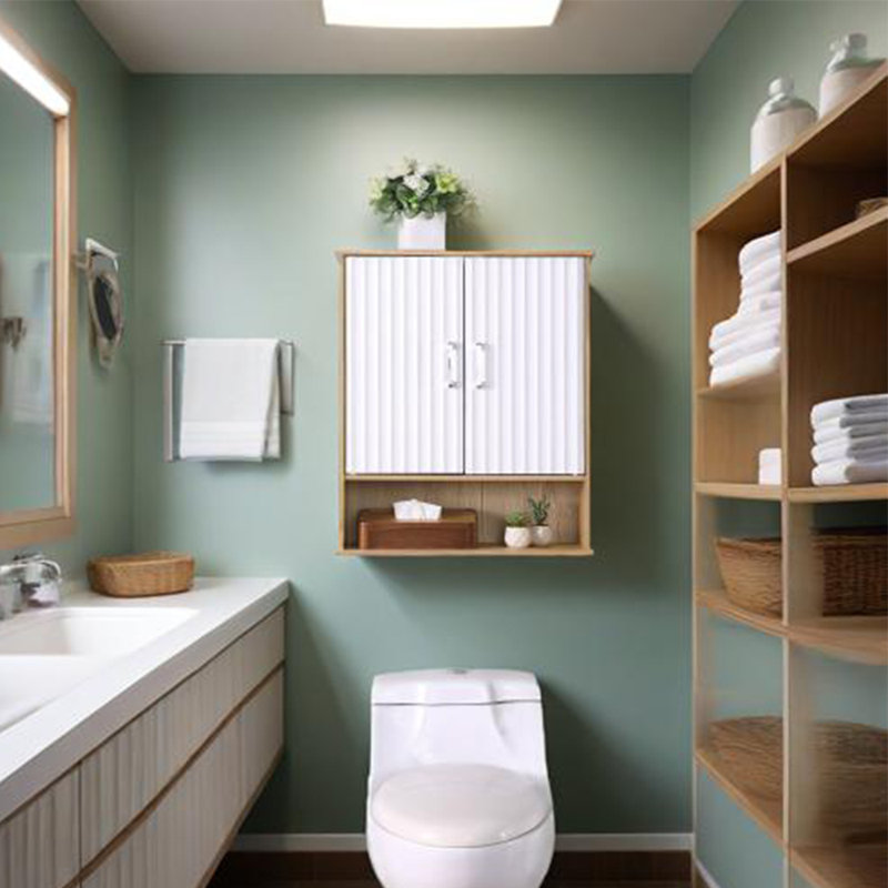 Armoire murale de salle de bain avec tablette intérieure réglable à double porte