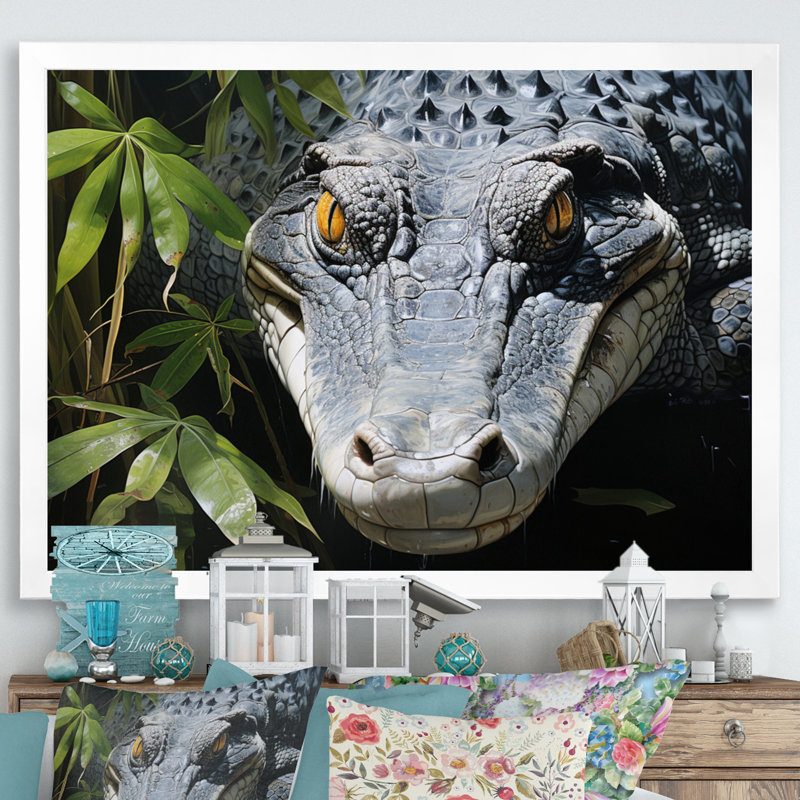 Crocodiles d'Afrique, H 24 po x l 32 po x P 1 po, Cadre photo blanc