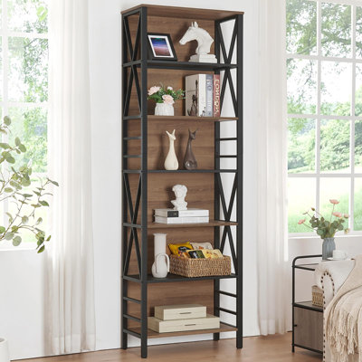 Bibliothèque à 7 niveaux en métal de style industriel, convenant à la maison et au bureau