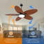 Ventilateur de plafond à feuilles tropicales 62 pouces avec lumière DEL et télécommande, moteur à courant continu à 6 vitesses et 3 tiges verticales-133709797
