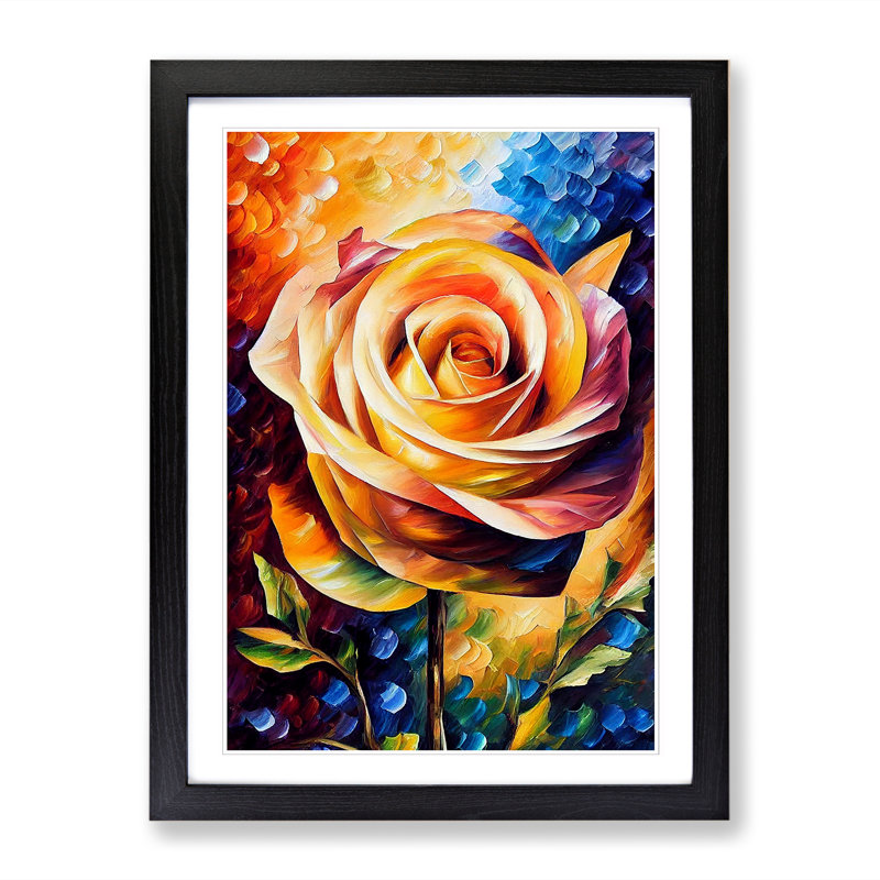 Kilbourne Rose Flower Painted Vol.2 - Picture Frame Print, 34cm H x 25cm W x 2cm D, Walnut