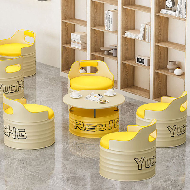 Ensemble repas rond 27,56 po Kristalyn, 5, Jaune, Beige / Jaune
