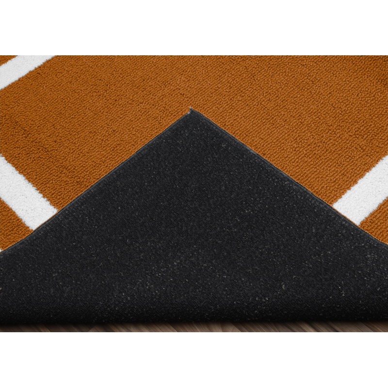 Tapis orange / blanc Ertan, Rectangle 2 pi x 3 pi 3 po