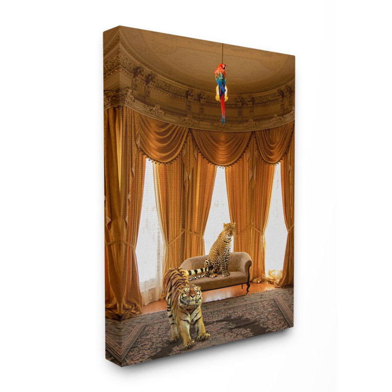 «Jungle Animals Relaxing in Classical Architectural Interior» par Daphne Polselli - impression d'art graphique, Toile tendue